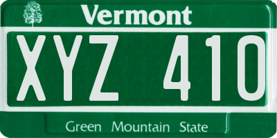 VT license plate XYZ410