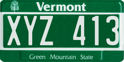 VT license plate XYZ413
