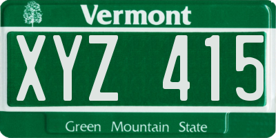 VT license plate XYZ415