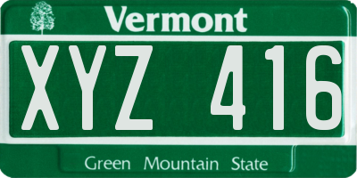 VT license plate XYZ416