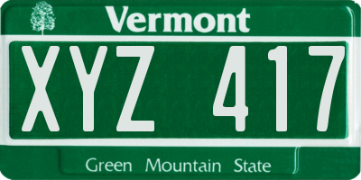 VT license plate XYZ417