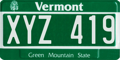 VT license plate XYZ419