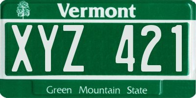 VT license plate XYZ421