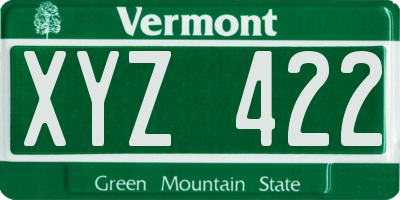 VT license plate XYZ422