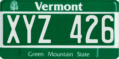 VT license plate XYZ426