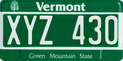 VT license plate XYZ430