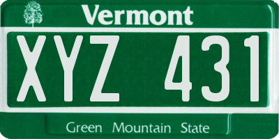 VT license plate XYZ431