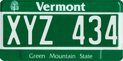 VT license plate XYZ434