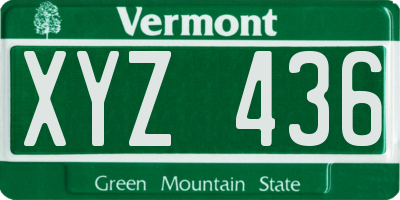 VT license plate XYZ436