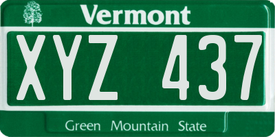 VT license plate XYZ437