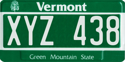 VT license plate XYZ438