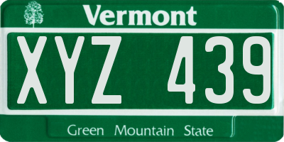 VT license plate XYZ439
