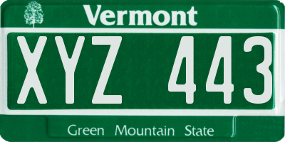 VT license plate XYZ443