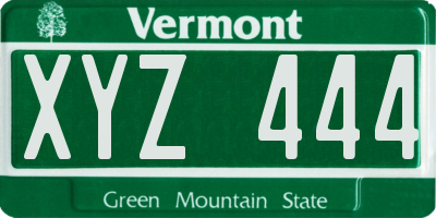 VT license plate XYZ444