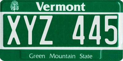 VT license plate XYZ445