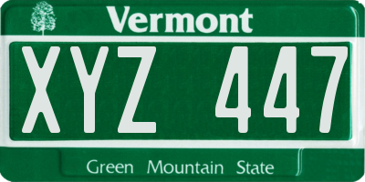 VT license plate XYZ447