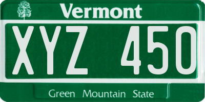 VT license plate XYZ450