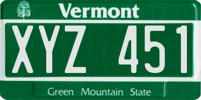 VT license plate XYZ451