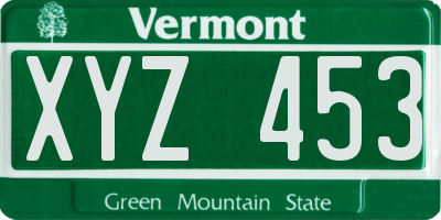 VT license plate XYZ453