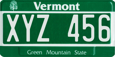 VT license plate XYZ456