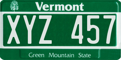 VT license plate XYZ457