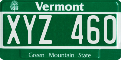 VT license plate XYZ460