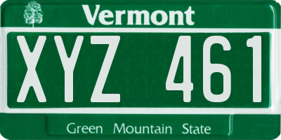 VT license plate XYZ461