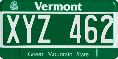 VT license plate XYZ462