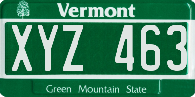 VT license plate XYZ463