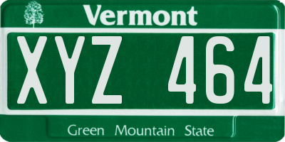 VT license plate XYZ464
