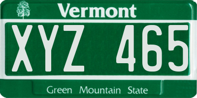 VT license plate XYZ465