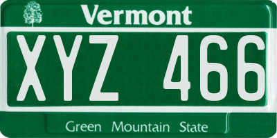 VT license plate XYZ466