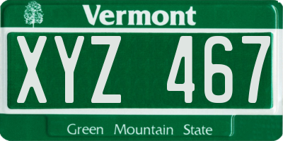 VT license plate XYZ467