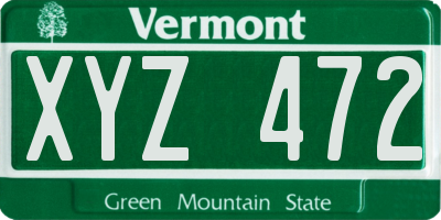 VT license plate XYZ472