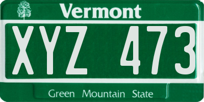 VT license plate XYZ473