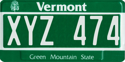 VT license plate XYZ474