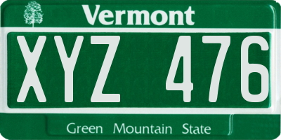 VT license plate XYZ476
