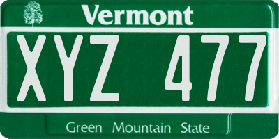 VT license plate XYZ477