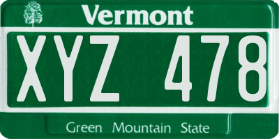 VT license plate XYZ478
