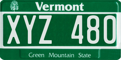 VT license plate XYZ480
