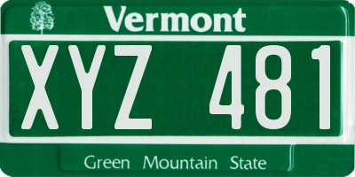 VT license plate XYZ481