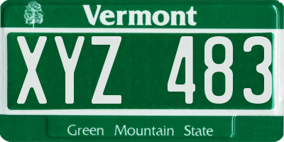 VT license plate XYZ483