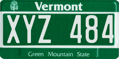 VT license plate XYZ484