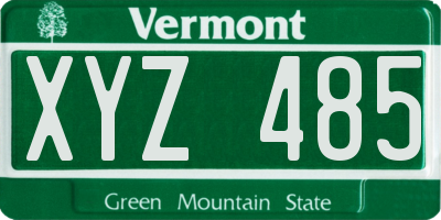 VT license plate XYZ485