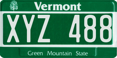 VT license plate XYZ488