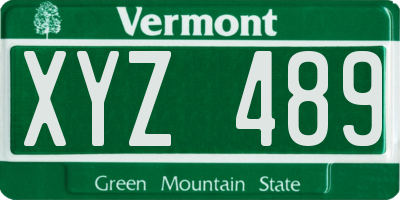 VT license plate XYZ489