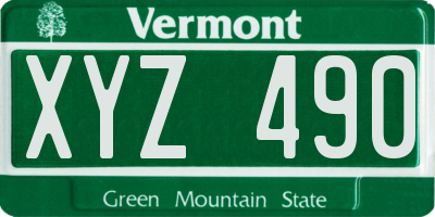 VT license plate XYZ490