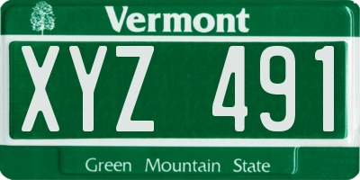 VT license plate XYZ491