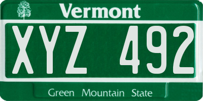 VT license plate XYZ492