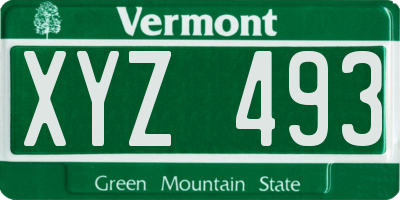 VT license plate XYZ493